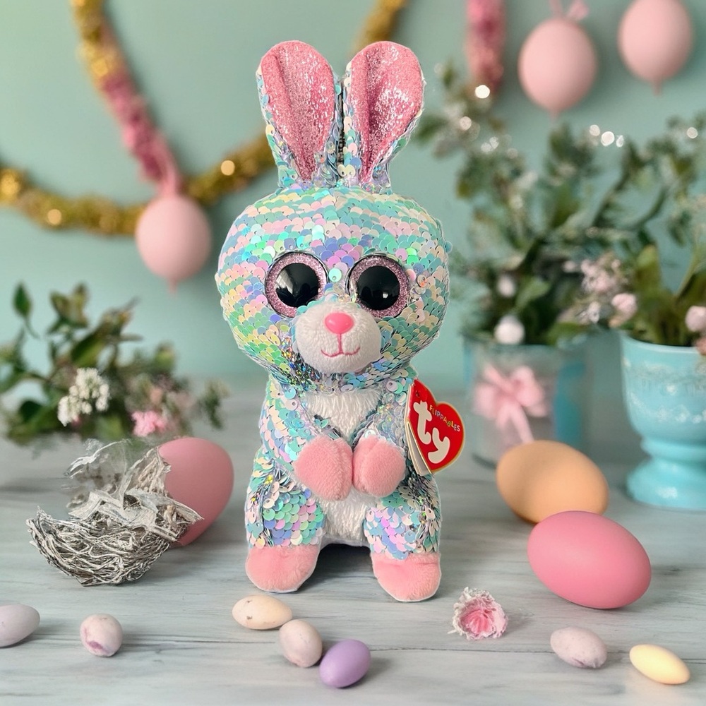 NWT! Ty Flippables Sequin Plush Raindrop the Bunny Rabbit